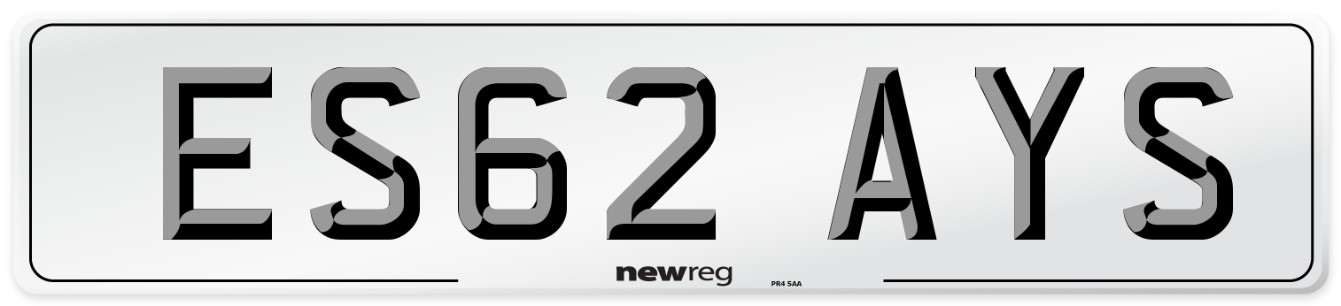 ES62 AYS Number Plate from New Reg
